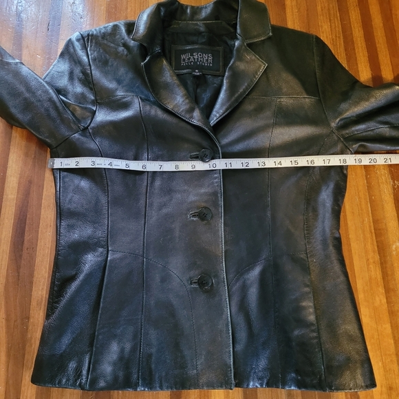 Wilsons Leather Pelle Studio Black Button Front Leather Jacket Size Women's Smal - Picture 12 of 16
